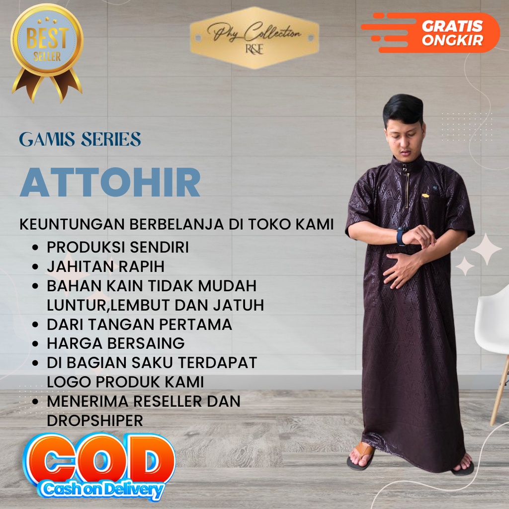 Gamis Jubah pria Laki Laki Dewasa Kancing Snap Model Haromain Harmain Ukuran S M L XL XXL XXXL [ATTOHIR]