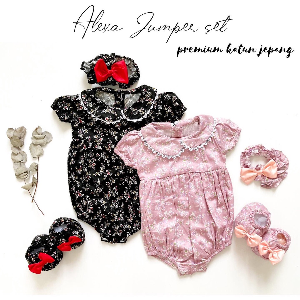 ALEXA / MICHA / GEMPITA LOVE sakura / CLARA TALITHA JUMPSUIT Baju setelan jumper rok bunga bandana sepatu pergi lucu fashion anak bayi perempuan-ALEXA biru