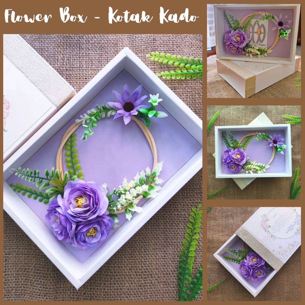 

flowerbox custom kado pernikahan mewah unik warna lilac ungu, hadiah anniversary ulang tahun pernikahan