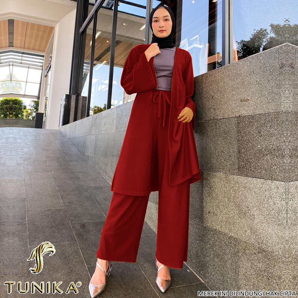 Baju Setelan Wanita Kekinian - One set Wanita - Setelan Tunik - Set Filanto - Lexoir-St Filanto Maroon
