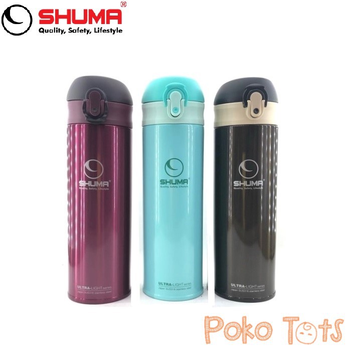 Shuma Ultra Light One Push Vacuum Bottle 500ml Termos Stainless Steel 316 Botol Minum WHS