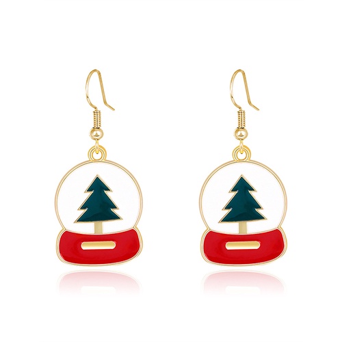 LRC Anting Gantung Fashion Color Dripping Christmas Tree Round Alloy Stud Earrings K97791