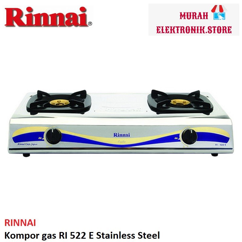 KOMPOR RINNAI 2 TUNGKU STAINLES RI522E RI 522 E STAINLESS