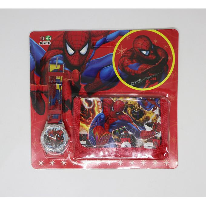 JAM TANGAN ANAK + DOMPET SPIDERMAN / JAM TANGAN SPIDERMAN