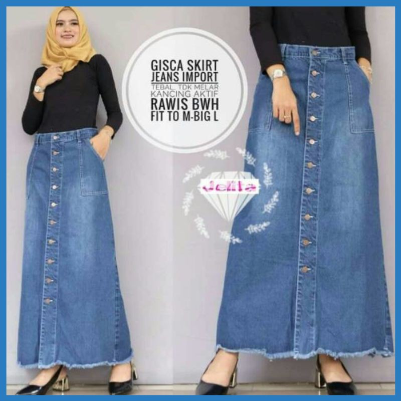 Rok Prisket YPG YE GV Rok Gisca Skirt Jeans Rok Jeans Panjang Wanita Rok