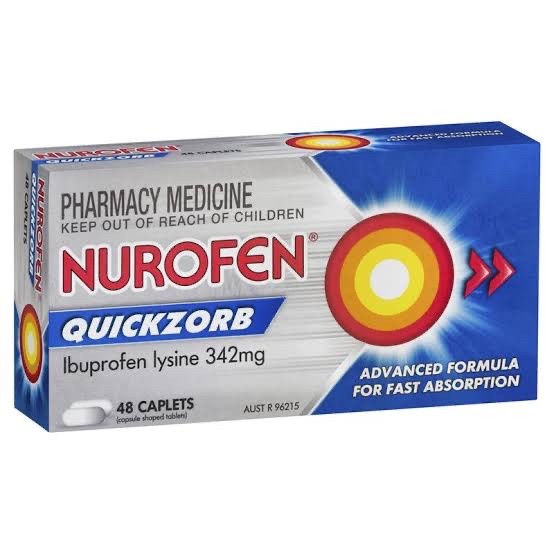 

Nurofen Quickzorb 342mg , 48 caplets , Australia