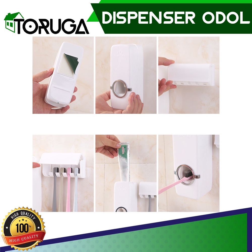 Dispenser Touch Me Odol Pasta Gigi Tempat Penyimpanan Sikat Gigi Tempel Dinding Mudah Praktis
