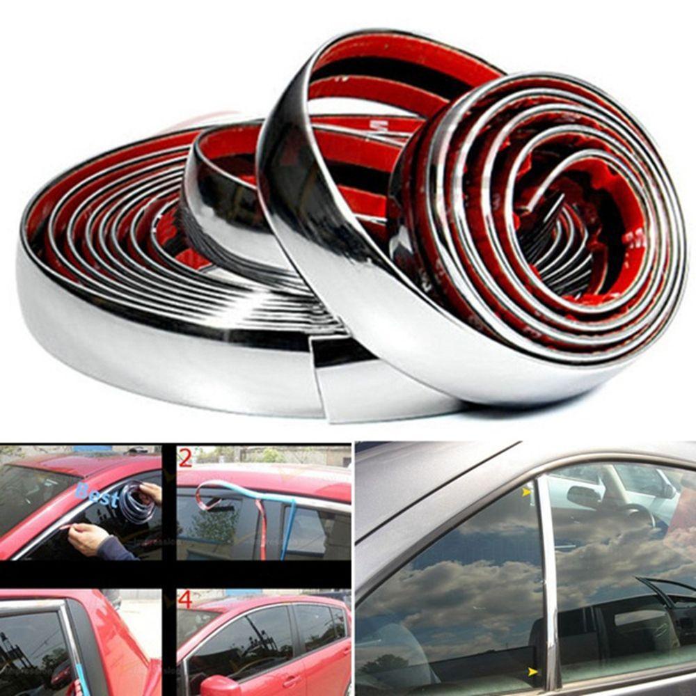 Populer Protector Trim Tape Perekat Diri Anti Tabrak Eksterior Interior Chrome Plate