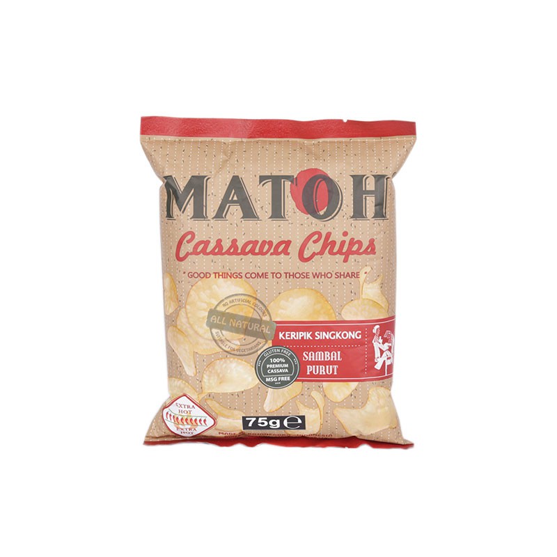 

Keripik Matoh Rasa Sambal Purut Hot 75g - Keripik Singkong - Bebas Gluten