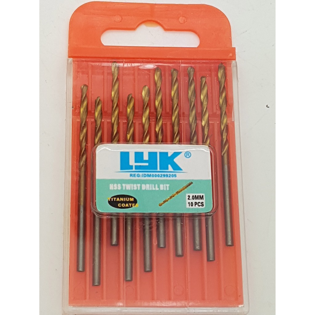 Mata bor LYK mini drill 2 mm isi 10 pcs titanium coated