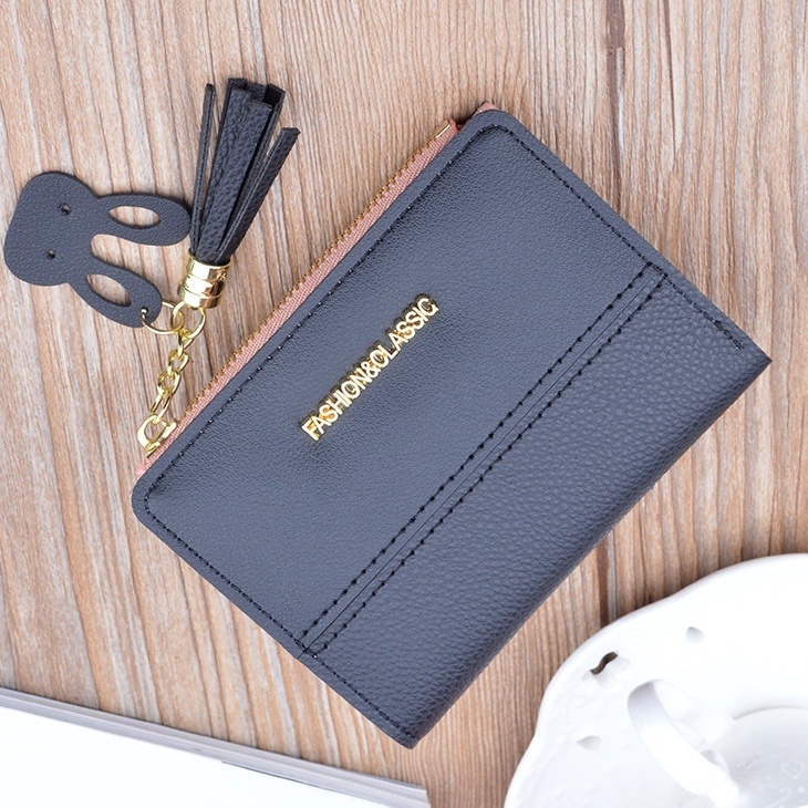 DOMPET LIPAT WANITA MINI IMPORT KULIT HITAM GIVETHA WA544B5 KECIL TIPIS SLOT KARTU UANG KOIN PENDEK REMAJA SIMPLE LUCU FASHION KOREA BRANDED BATAM KEKINIAN