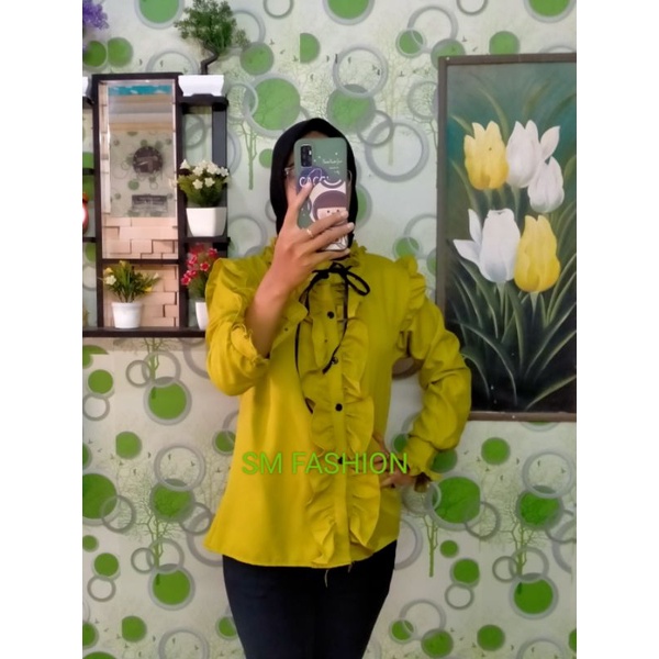 ATASAN WANITA KEMEJA TANGAN PANJANG BLOUSE KOREA STYLE KEMEJA WANITA  FASHION TERBARU