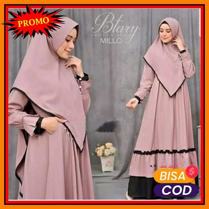 Baju Setelan Wanita Dewasa Jumbo Kekinian Terbaru Stelan Olahraga GA212 Btary Gamis Set Syarii Dress