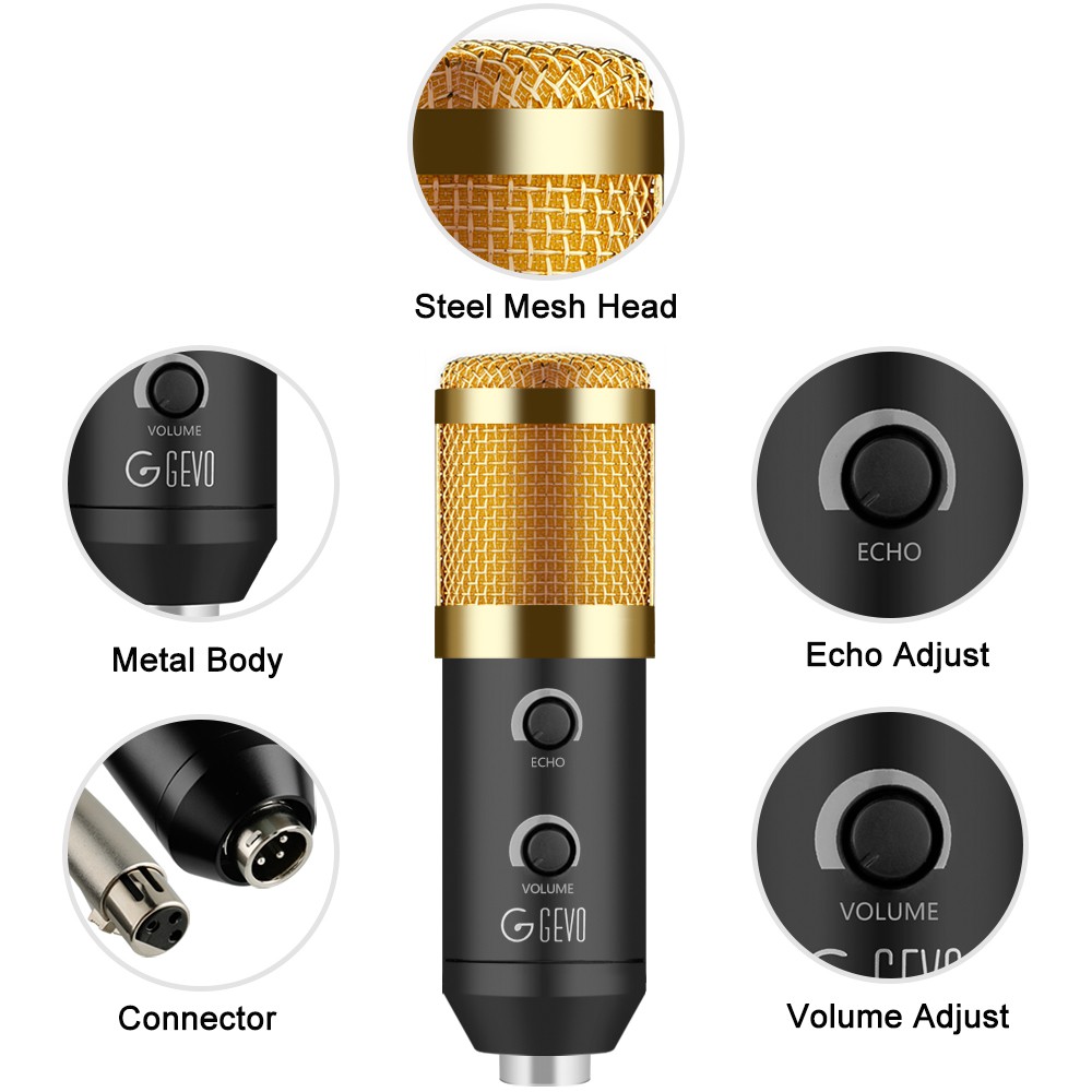 TaffSTUDIO BM-900 Professional Condenser Microphone with Mini Tripod - Black