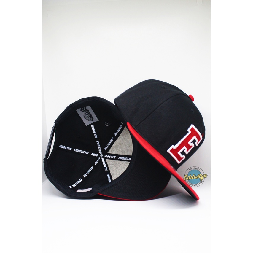 Topi Pria Snapback Original Distro Premium EDSTN Pria Dewasa Kombinasi Hitam Merah 005