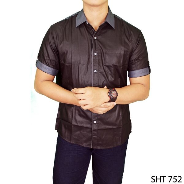 Hem Pendek Pria Katun Hitam – SHT 752