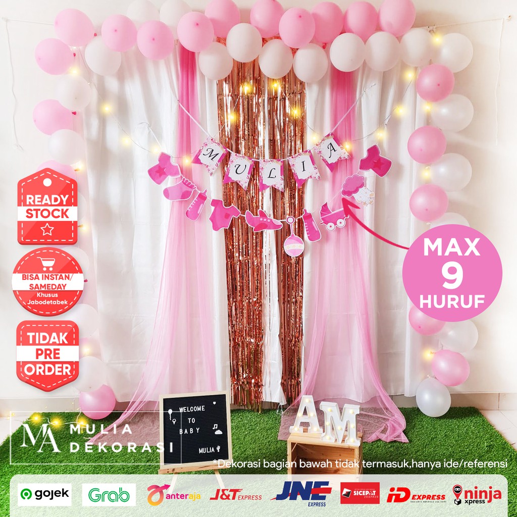 Dekorasi Backdrop Baby Girl Baby Boy Background Bekdrop Bayi Lahiran Aqiqah Paket Baby Mulia HH