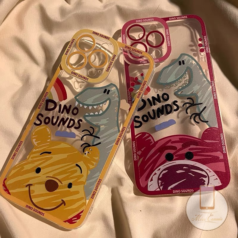 Soft Case TPU Transparan Motif Kartun Beruang Dinosaurus Untuk iPhone 7 8 Plus 11 13 12 Pro Max XR X XS Max 6 6S Plus SE 2020