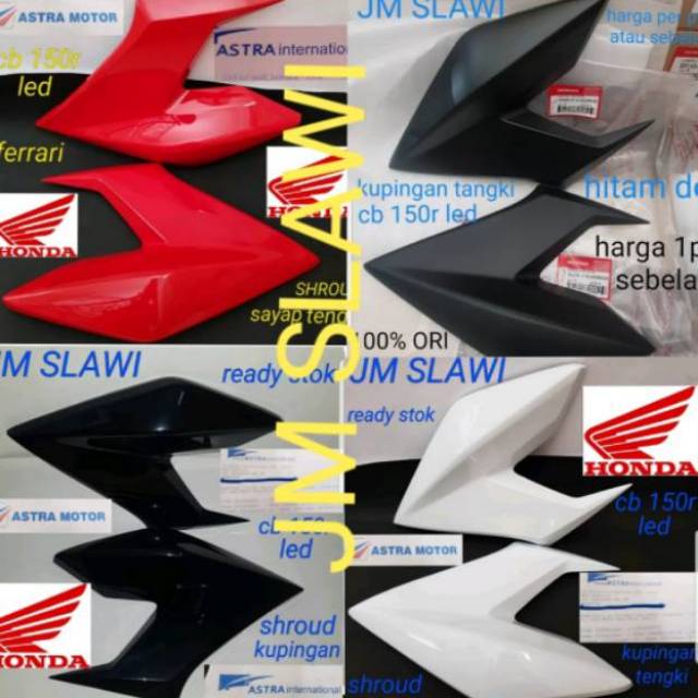 50260-K15-920(Kanan) ; 50265-K15-920 (Kiri) Cover sayap kupingan tangki, sayap tanki, sayap tangki,cover shroud cb 150r led new cb 150r street fire harga per pcs asli Honda