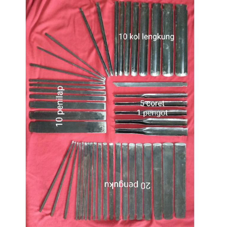 (C8C1) ☆ Pahat Ukir Tatah Ukir Kayu Jepara LENGKAP isi 46pcs //Diskon@lagi