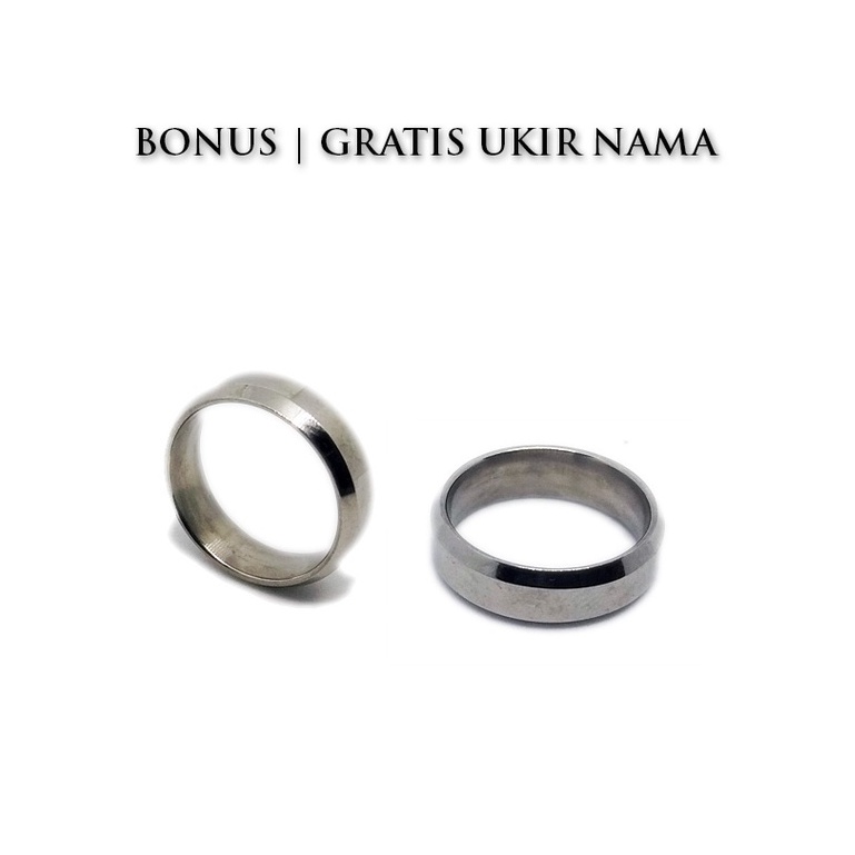 Cincin titanium silver ukir nama couple aksesoris pria wanita