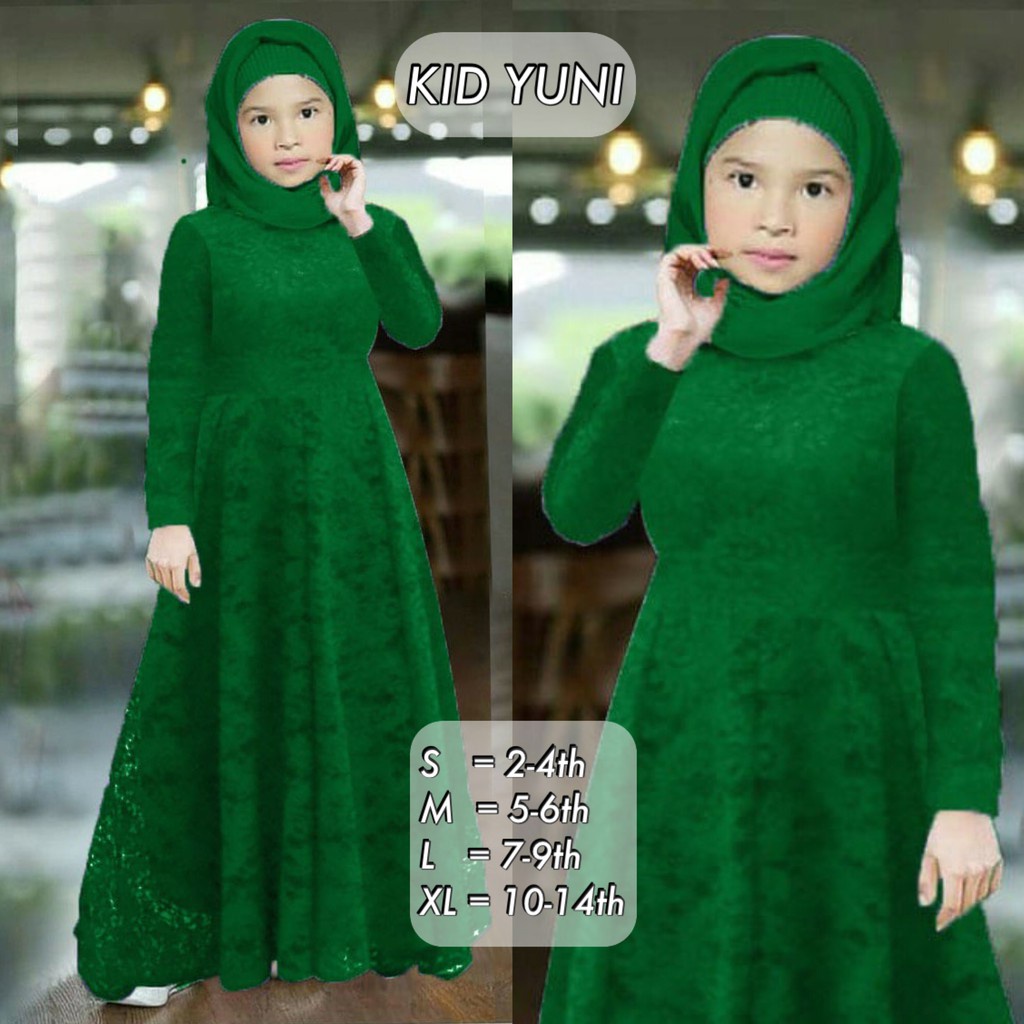 KID YUNI | 10 WARNA | 4 UKURAN S M L XL | GAMIS BRUKAT ANAK KID LEZA KID GITA PAKAIAN ANAK PEREMPUAN