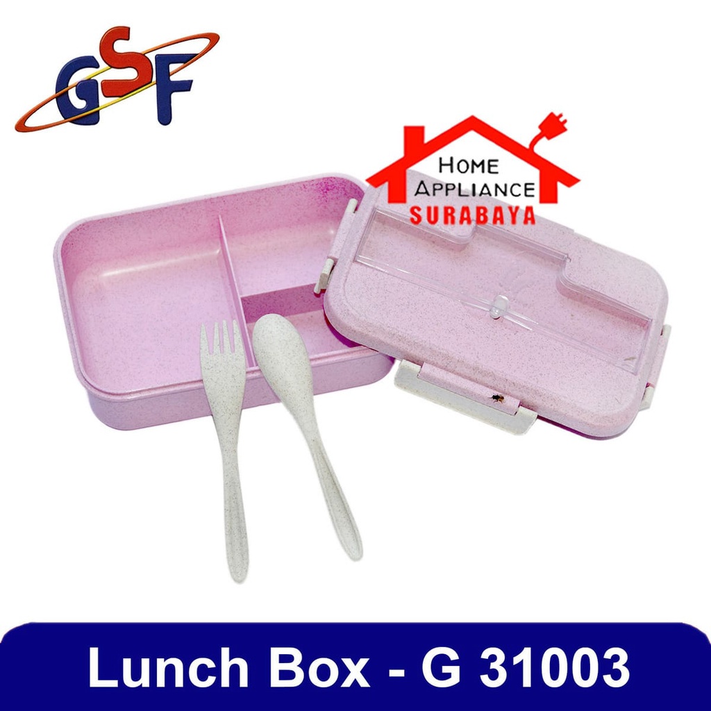 Lunch Box Set Sekat 3 Kotak Tepak Bekal Makan Wheat Straw - Gandum Free Sendok Garpu Set GSF 31003 / GSF 3103