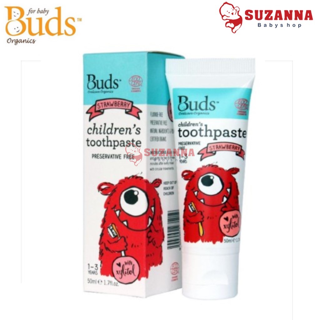 Buds Children"s Toothpaste 1-3 Tahun || Strawberry W/Xylitol 50 ML