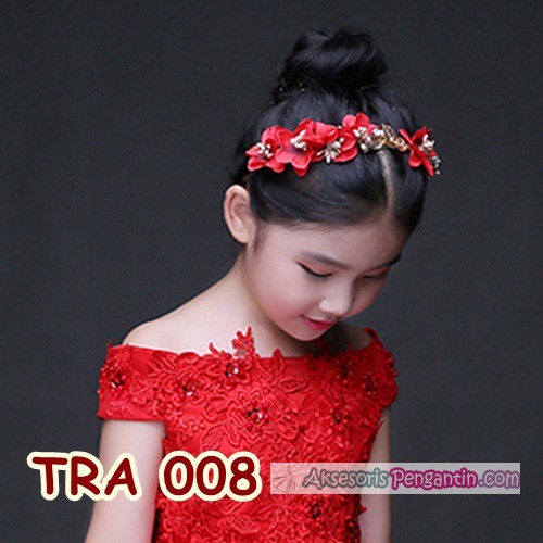 Aksesoris Rambut Anak Wanita-Crown Tiara Pesta Pengantin Merah-TRA 008