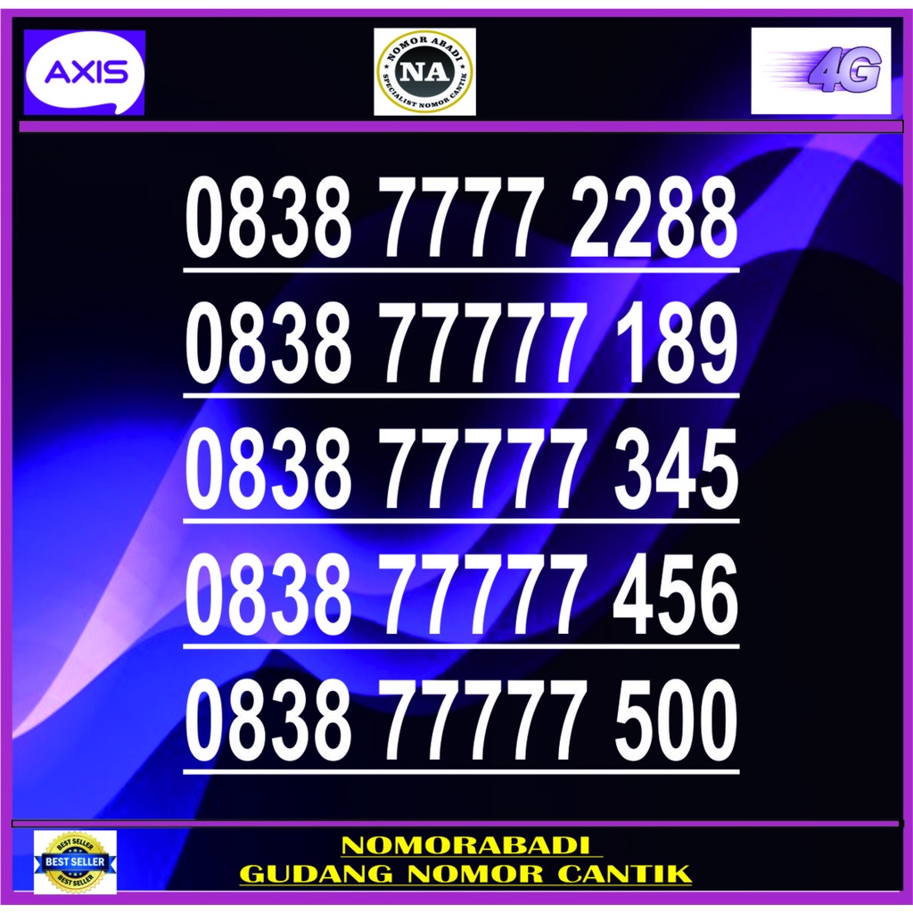 NOMOR CANTIK AXIS 4G 7777 H1000