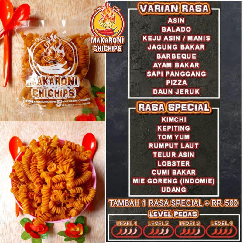 

Makaroni Spiral Rasa SPECIAL Pedas Level 1-4 | Makaroni CHICHIPS