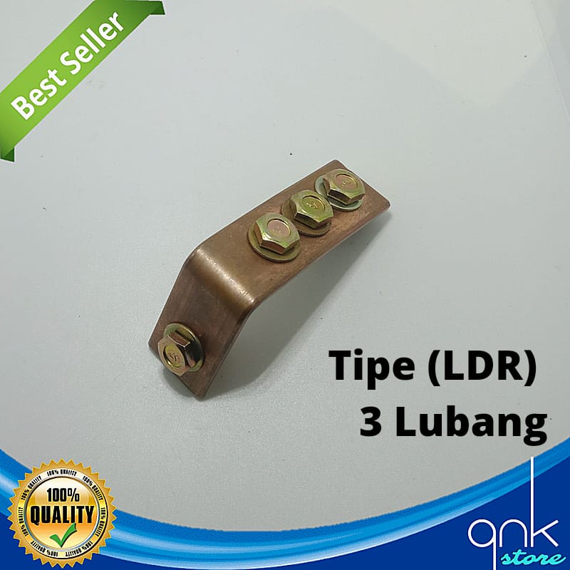 Plat Aki Tembaga 5mm x 20mm 3 Lubang Plat Tembaga Header Aki Tembaga Murni