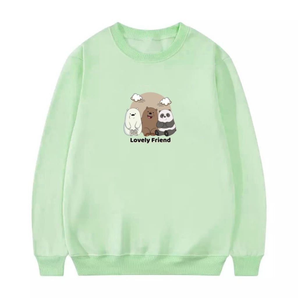 Sweater Lovely Friend Bear Oversize Wanita dan Pria - Sweatshirt Basic Jumbo - Size M - L - XL - XXL - Big Size - Bahan Fleece