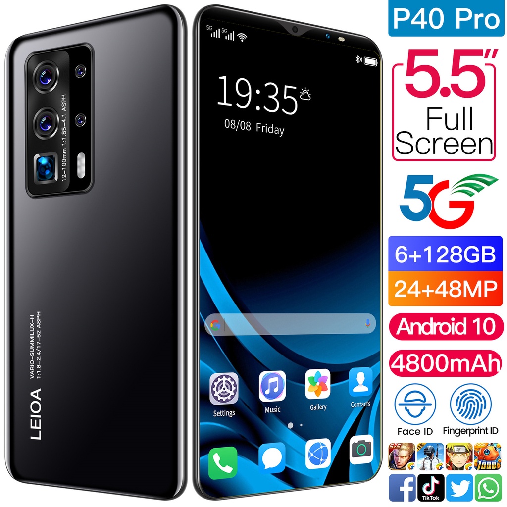 Smartphone P40 Pro Ponsel Pintar 5.5 inch Full Screen HP Handphone Murah 6+128GB 4800mAh Murah Cuci 