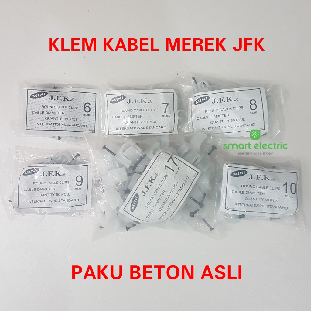 Paku Klem Kabel Pipa Listrik Paku Beton Asli 6/7/8/9/10/12/17 mm Bagus