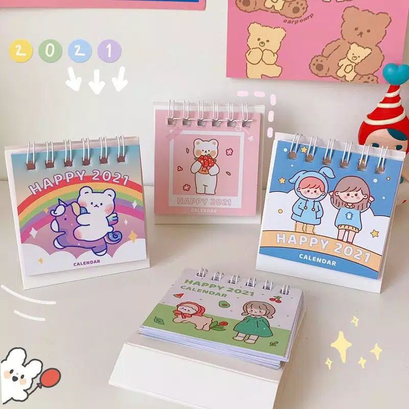 

wafelastuff.id Mini kalender 2021 korea/korean lucu murah