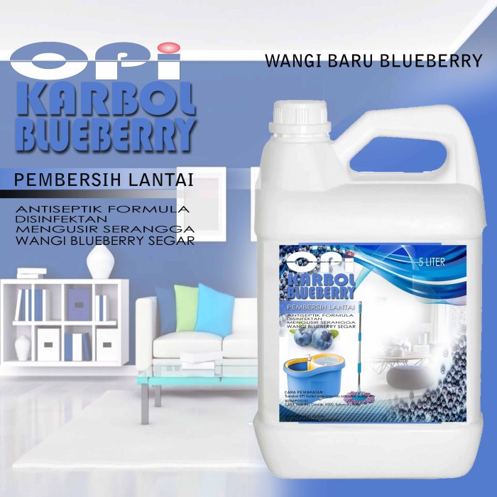 Karbol Blueberry 5 Liter dan Varian wangi lainnya putih susu segar Pewangi &amp; Pembersih Lantai Produk OPI baru Suplayer terpercaya sudah ada izin edar resmi by Oke sabun suplayer