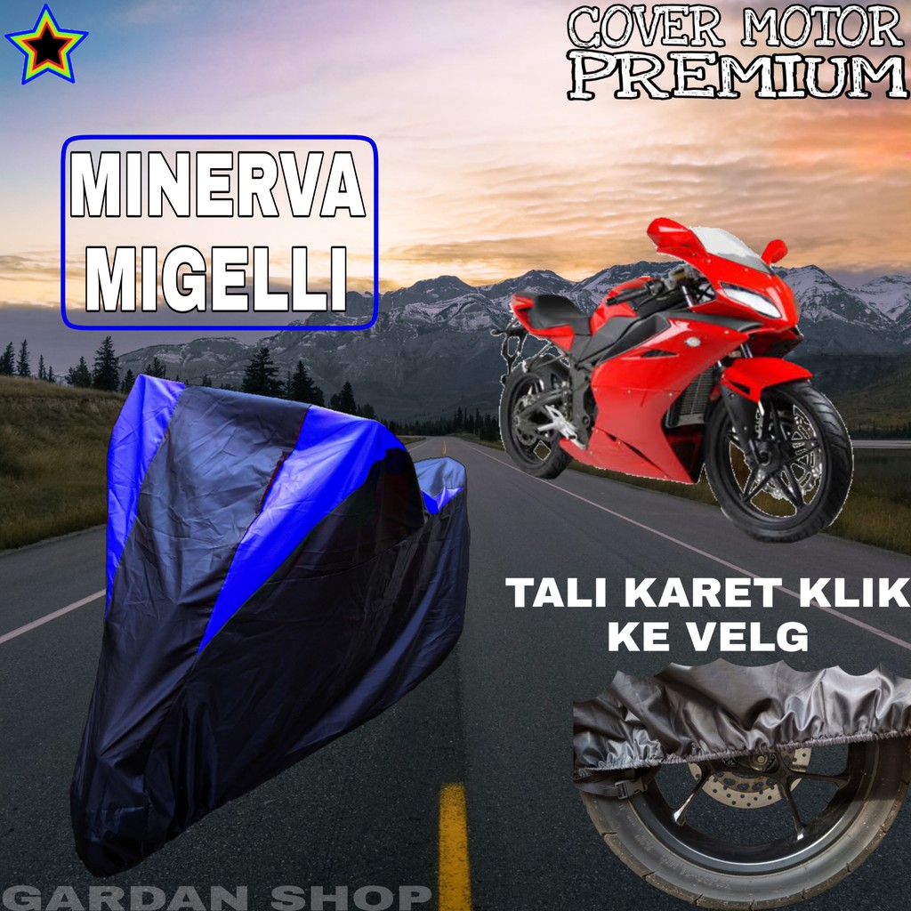 Sarung Motor MINERVA MIGELLI Hitam BIRU Body Cover Minerva PREMIUM