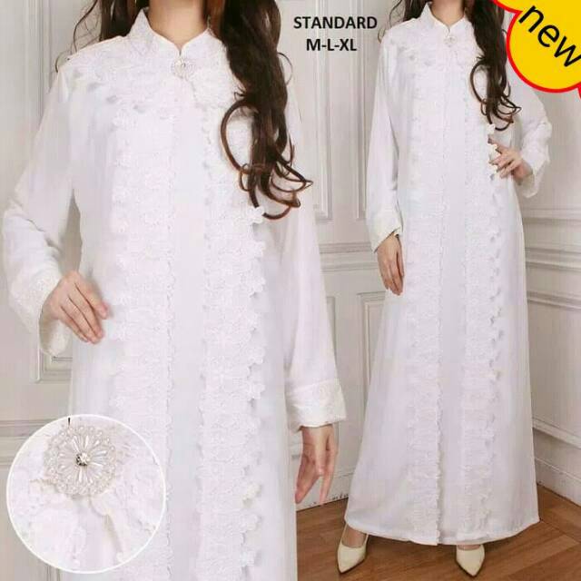  Baju  Muslim Pesta Busana Gamis Cantik Anggun warna Putih  