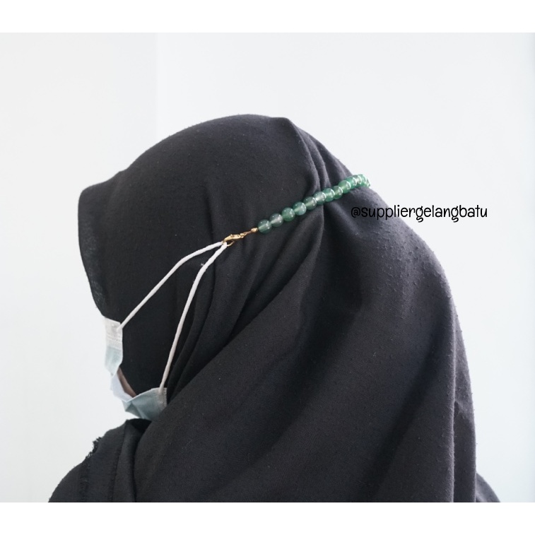 PROMO konektor masker batu hijab GIOK HIJAU transparan akik strap mask