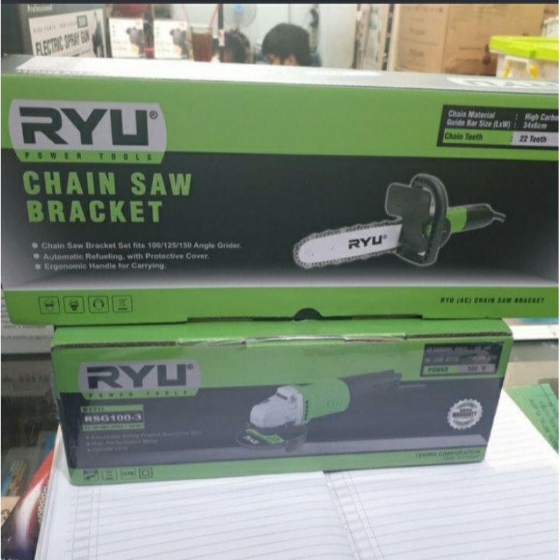 Paket Chain Saw Bracket RYU + Gerinda Tangan RYU
