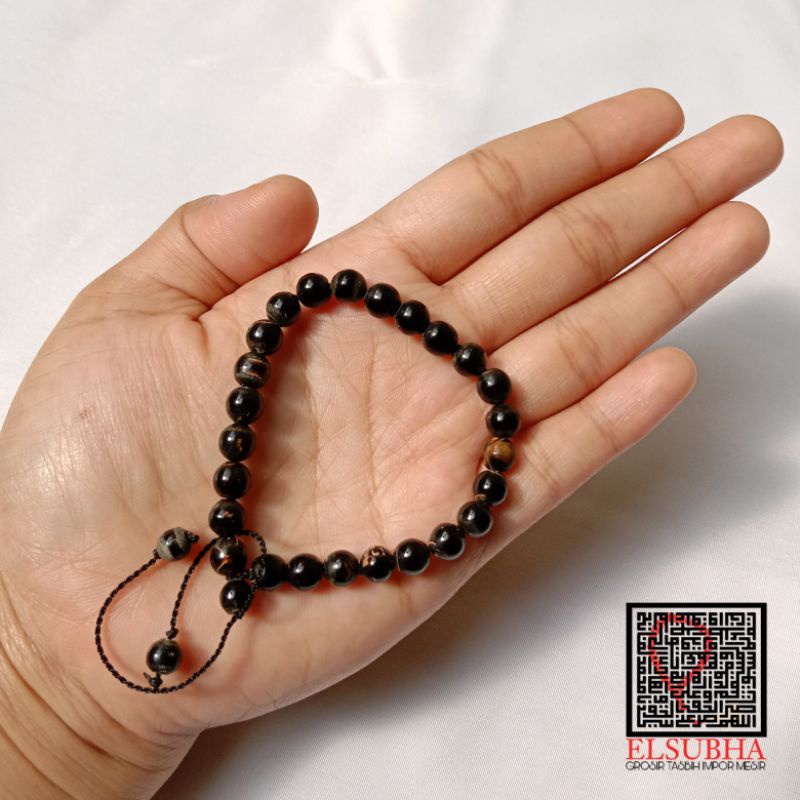 Natural Gelang Yusr/Yuser Laut Merah Black Coral 6mm ( Anthipates Concholin )