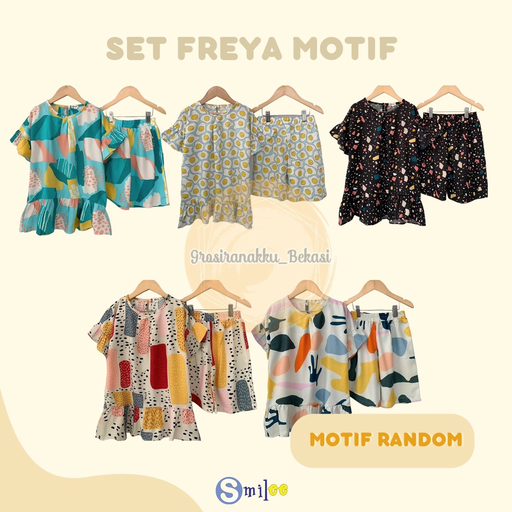 Setelan Anak Rayon Pendek Smilee Freya Size 1-5Thn