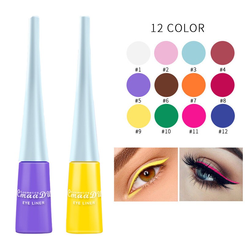 CMAADU Colorful Neon Liquid Matte Eyeliner Cair Warna Warni Tahan Air