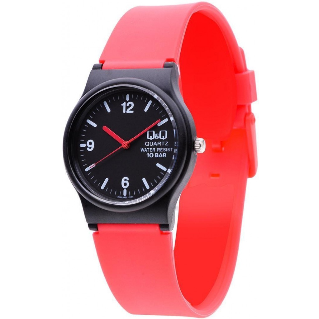 QQ Original VP46J025Y Jam Tangan Wanita - Merah Hitam - Karet