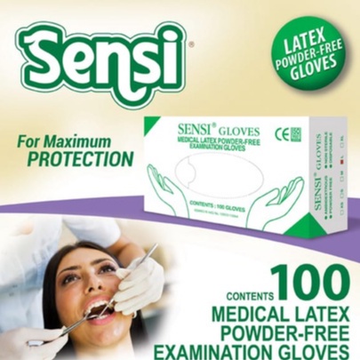 SARUNG TANGAN SENSI LATEX POWDER FREE ISI 100 PER BOX MEDICAL ONLINE MEDICALONLINE