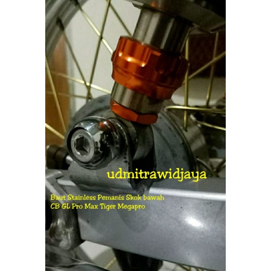 Baut L Shokbreker Belakang Honda Gl Megapro Tiger Stainless Baut Shok Stainless baut L stenlis set manisan pemanis shock skok bawah CB GL Pro Max Tiger Megapro dll....