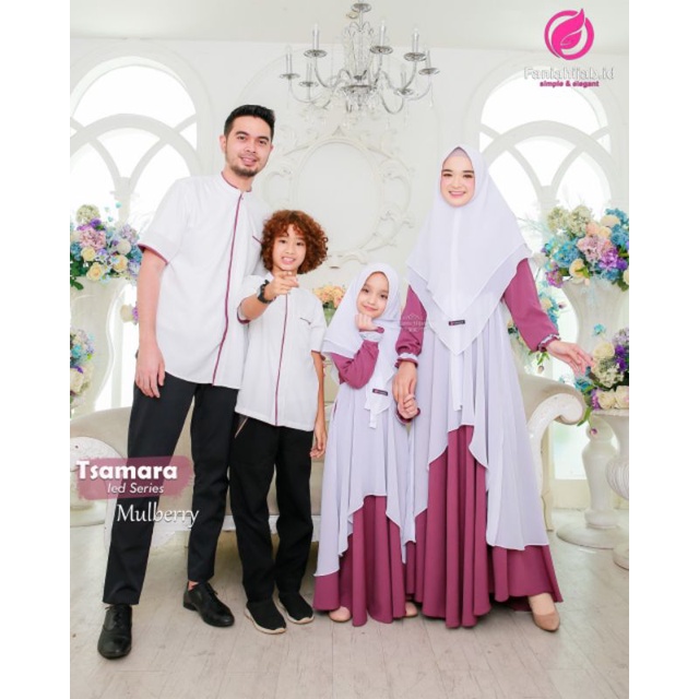Tsamara Mulberry / Tsamara Eid series Fania Hijab.id / Gamis Tsamara / Sarimbit Fania Hijab Terbaru 