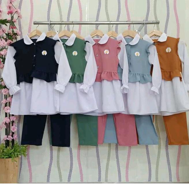 Murah one set daisy baju anak perempuan stelan terbaru