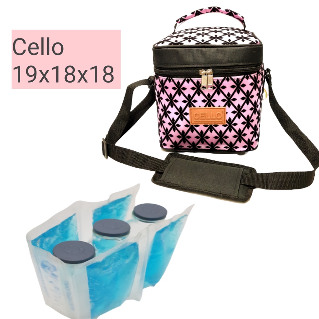 NCL31  &quot;NEW CELLO COOLER BAG +3 BOTOL ASI + LINE  BLUE GEL / TAS PERLENGKAPAN ASI ASIP / TAS BAYI / TAS PENDINGIN&quot;